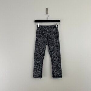 Lululemon Wunder Under Crop High-Rise Luon Suited Jacquard Black White Size 4